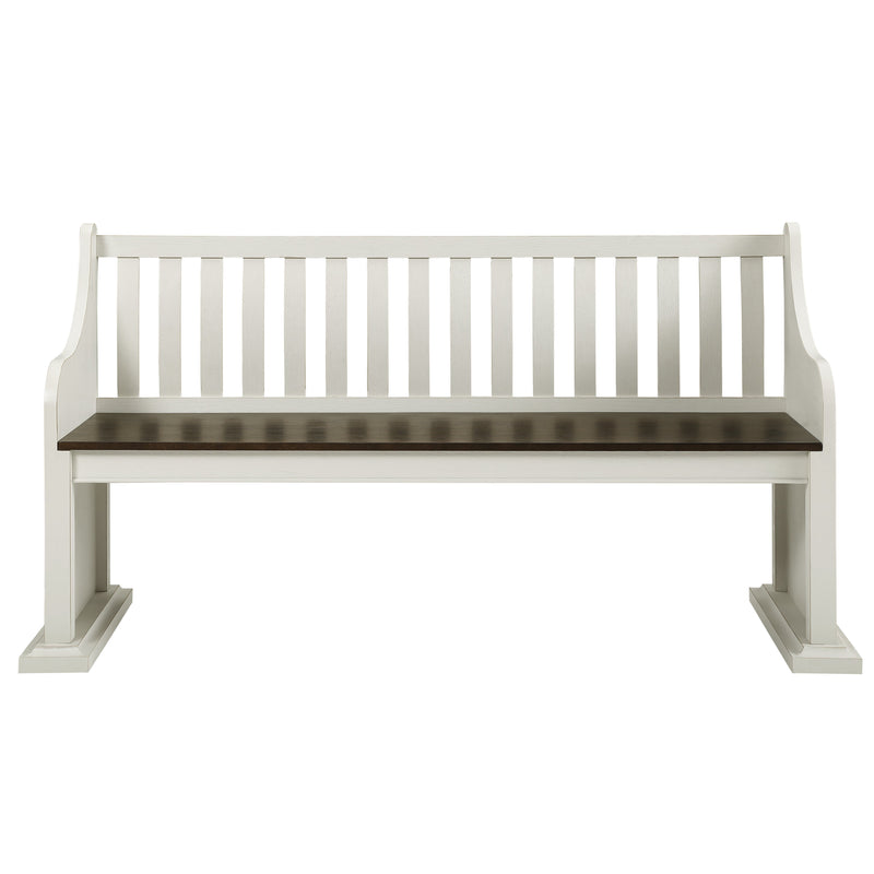 Steve Silver Joanna Bench with Back in Two-tone Ivory and Mocha