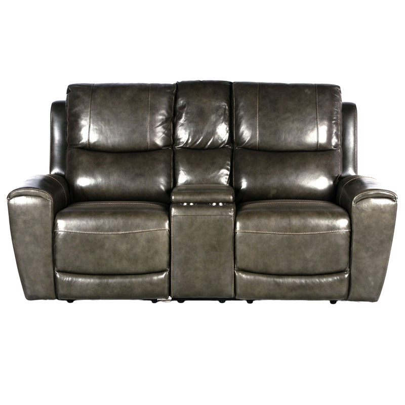 Steve Silver Laurel Leather Dual Power Reclining Console Loveseat in Grey